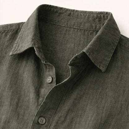 Men's Linen Blend Button Down Shirt Lightweight Beige