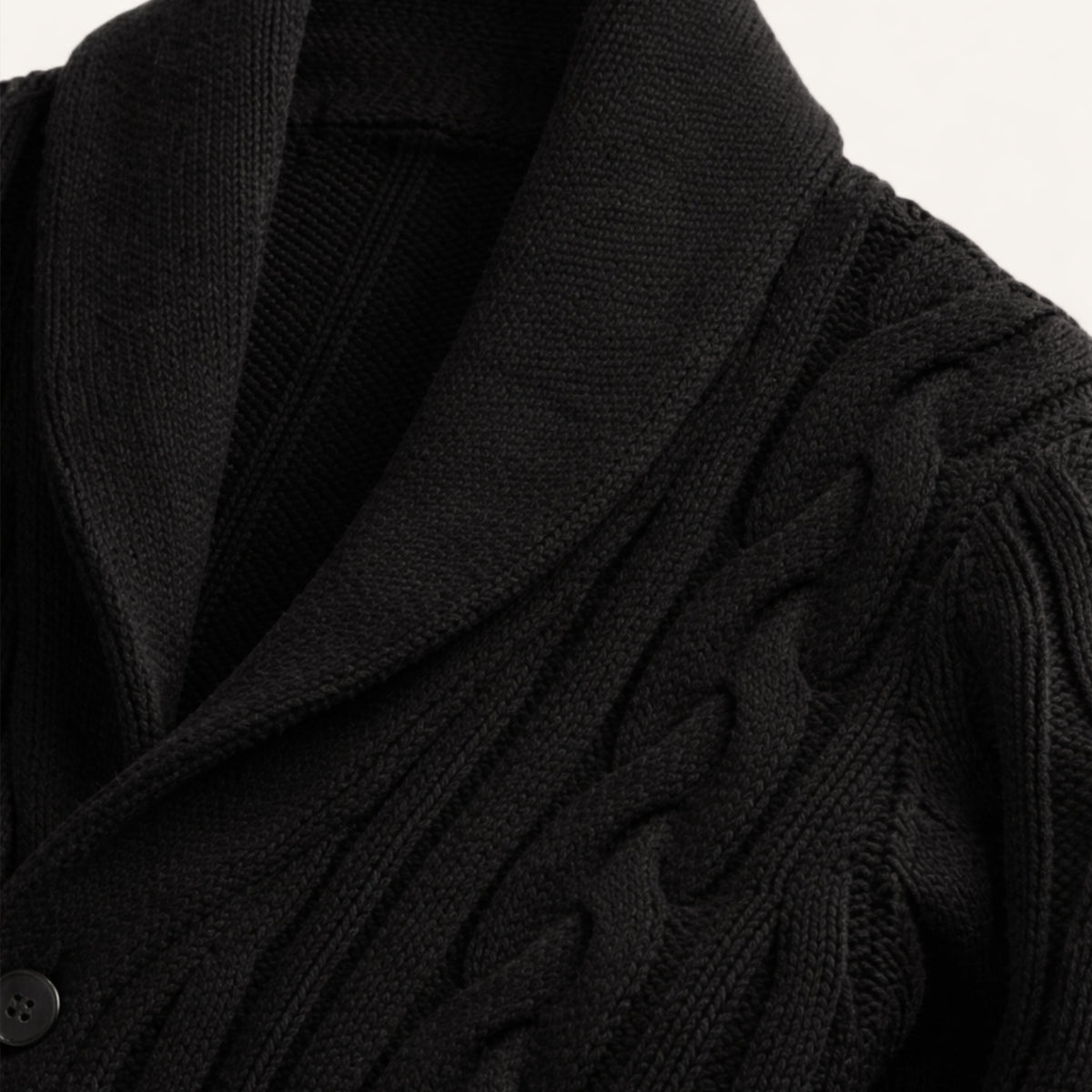 Men's Cable Knit Cardigan Shawl Collar Button Up