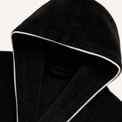 Men's Hooded Fleece Bathrobe With Belt