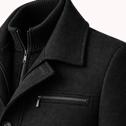 Men's Wool Blend Smart Jacket Zipper Button Closure