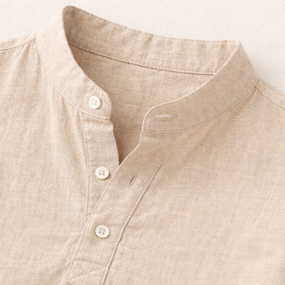 Mens Linen Button Up Shirt Lightweight Beige
