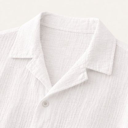 Men's Button Up Shirt Loose Fit Oxford Collar White