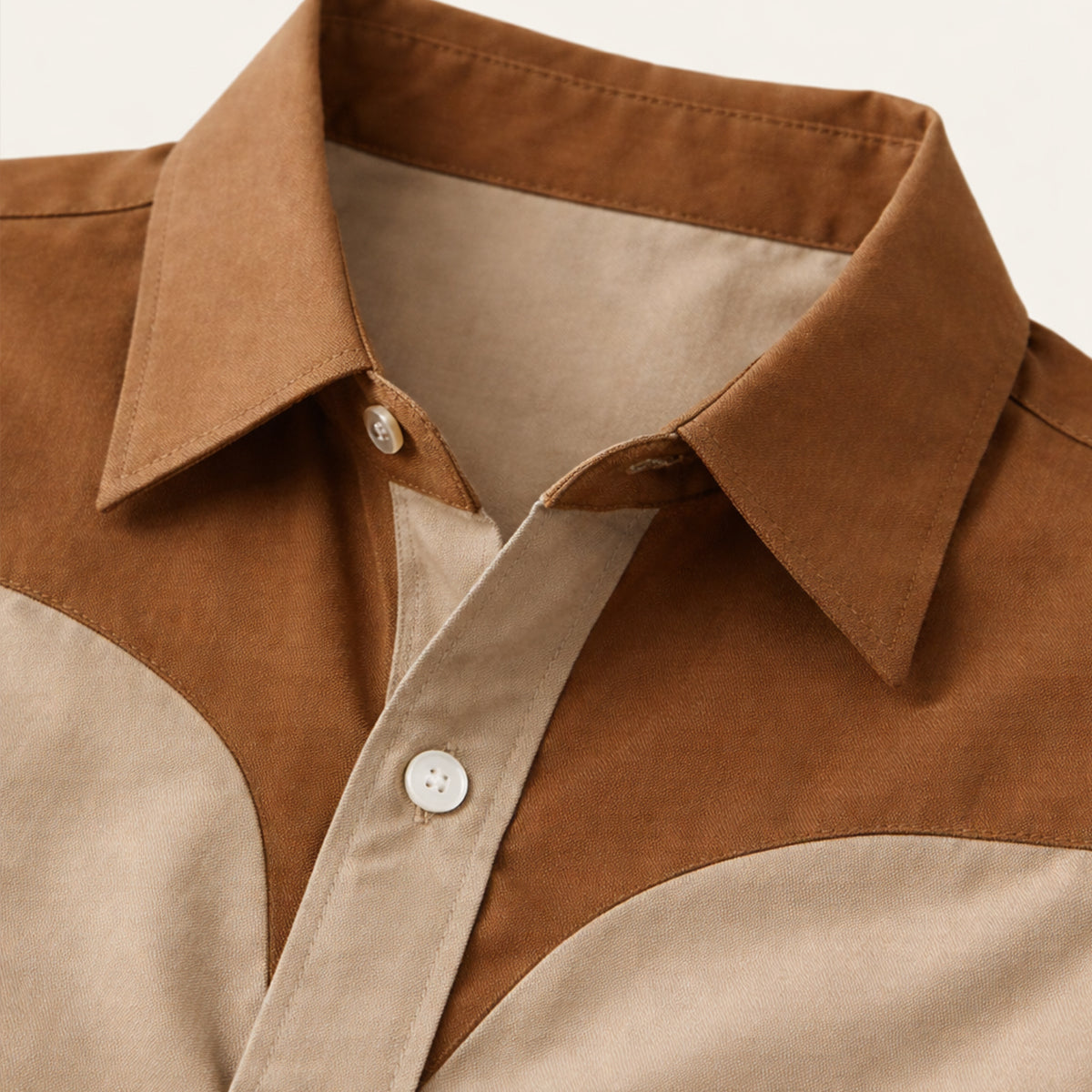 Men's Western Denim Shirt Two Tone Patchwork Retro Style