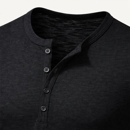 Men's Cotton Henley T Shirt Casual Button Neck