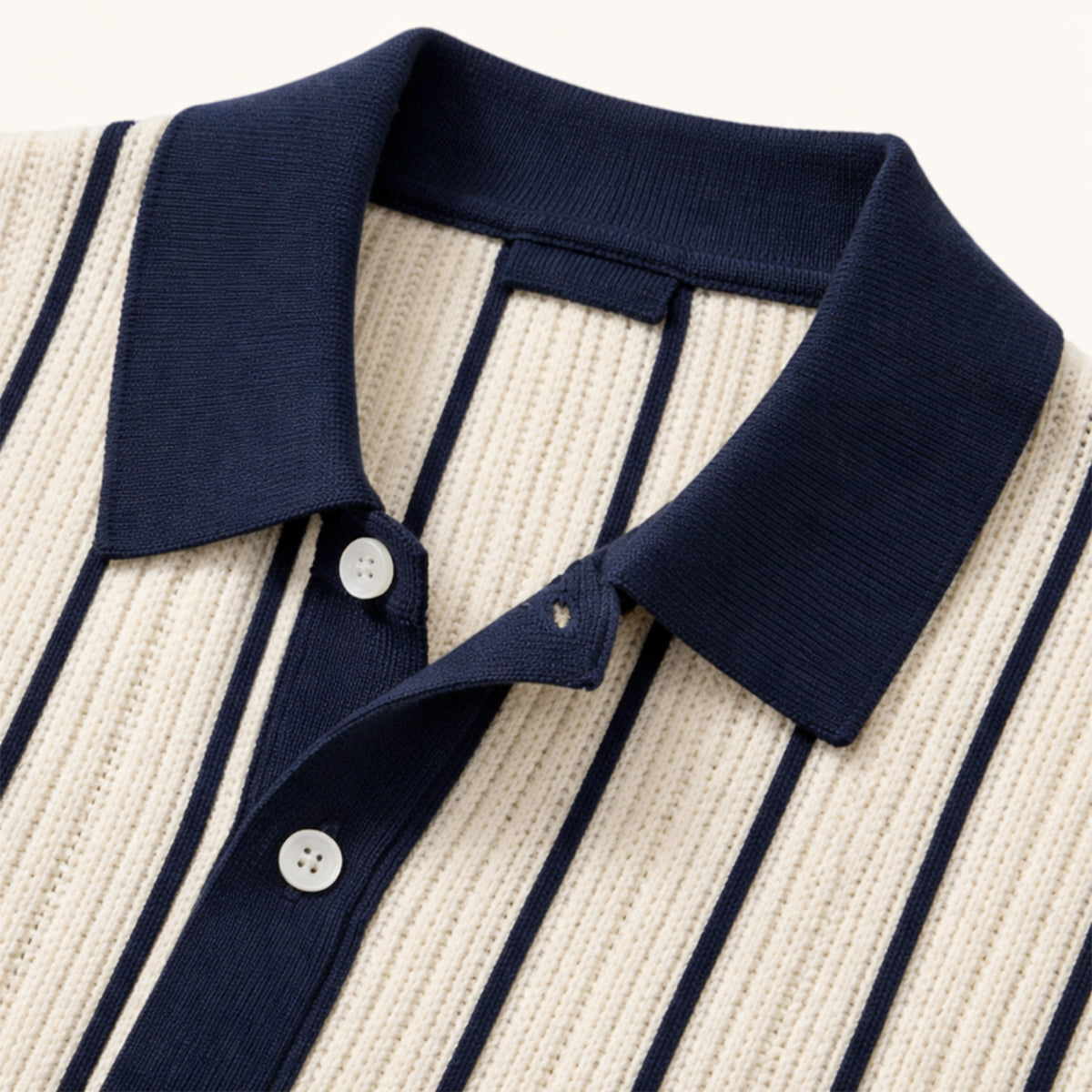 Men's Striped Polo Shirt Knit Cotton