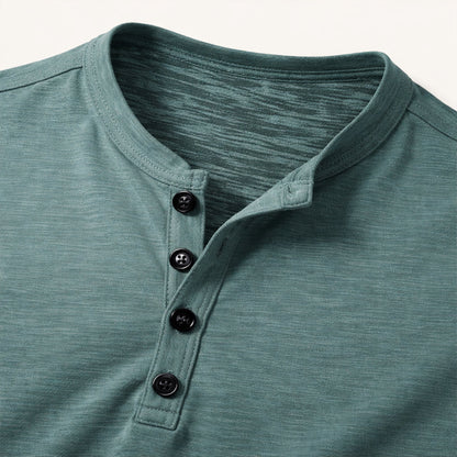 Men's Breathable Henley Collar T Shirt