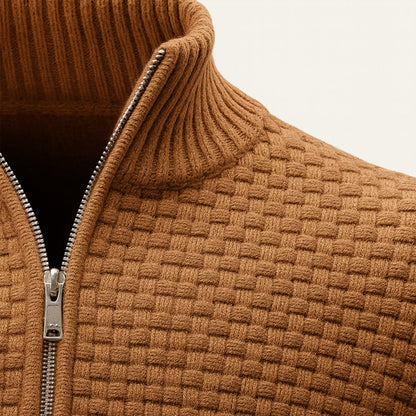 Men's Textured Quarter Zip Knit Sweater