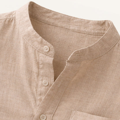 Men's Cotton Linen Henley Shirt Casual