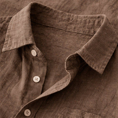 Men's Cotton Linen Shirt Lightweight Stand Collar