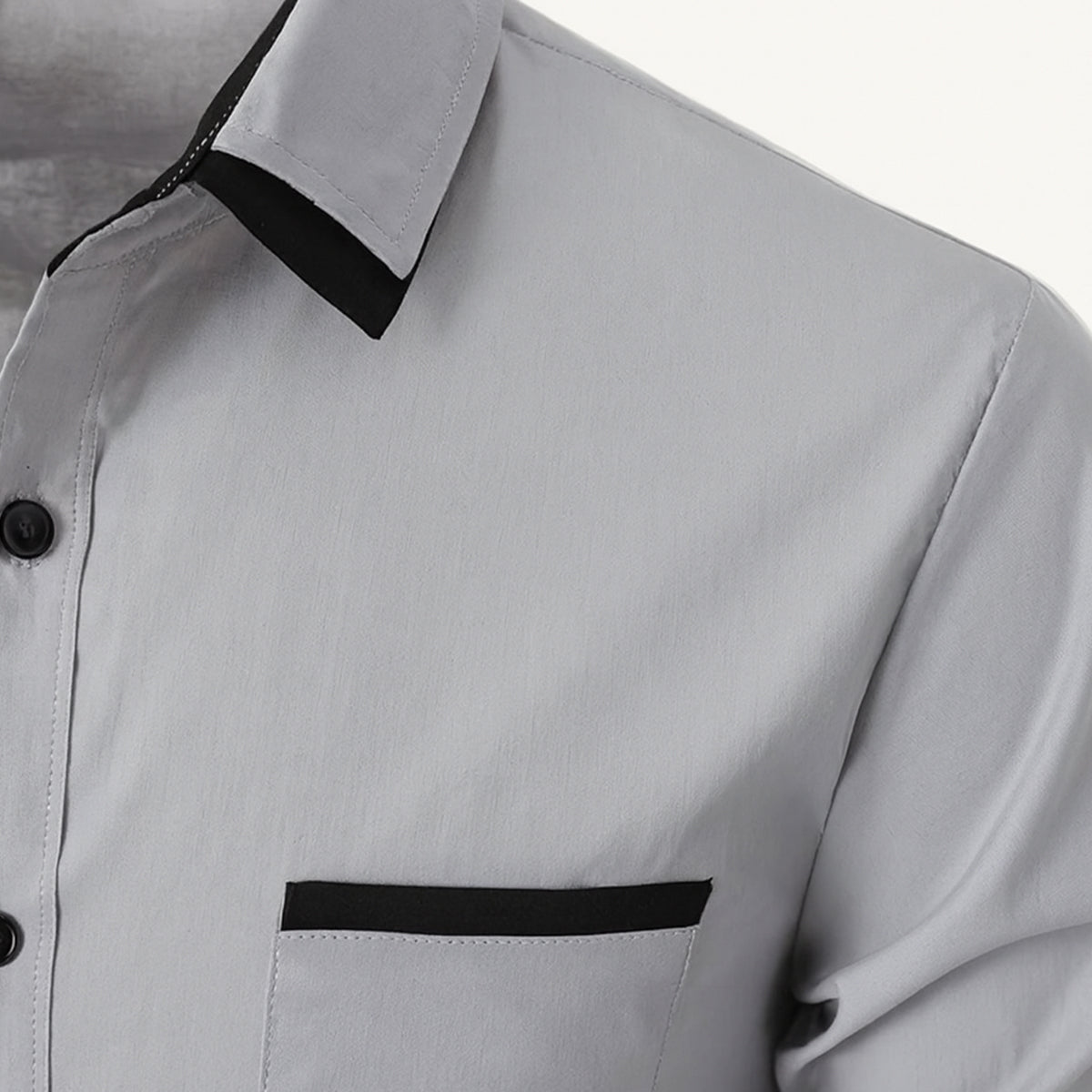 Men's Contrast Trim Button Up Shirt