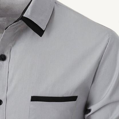 Men's Contrast Trim Button Up Shirt