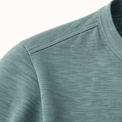 Men's Breathable Henley Collar T Shirt