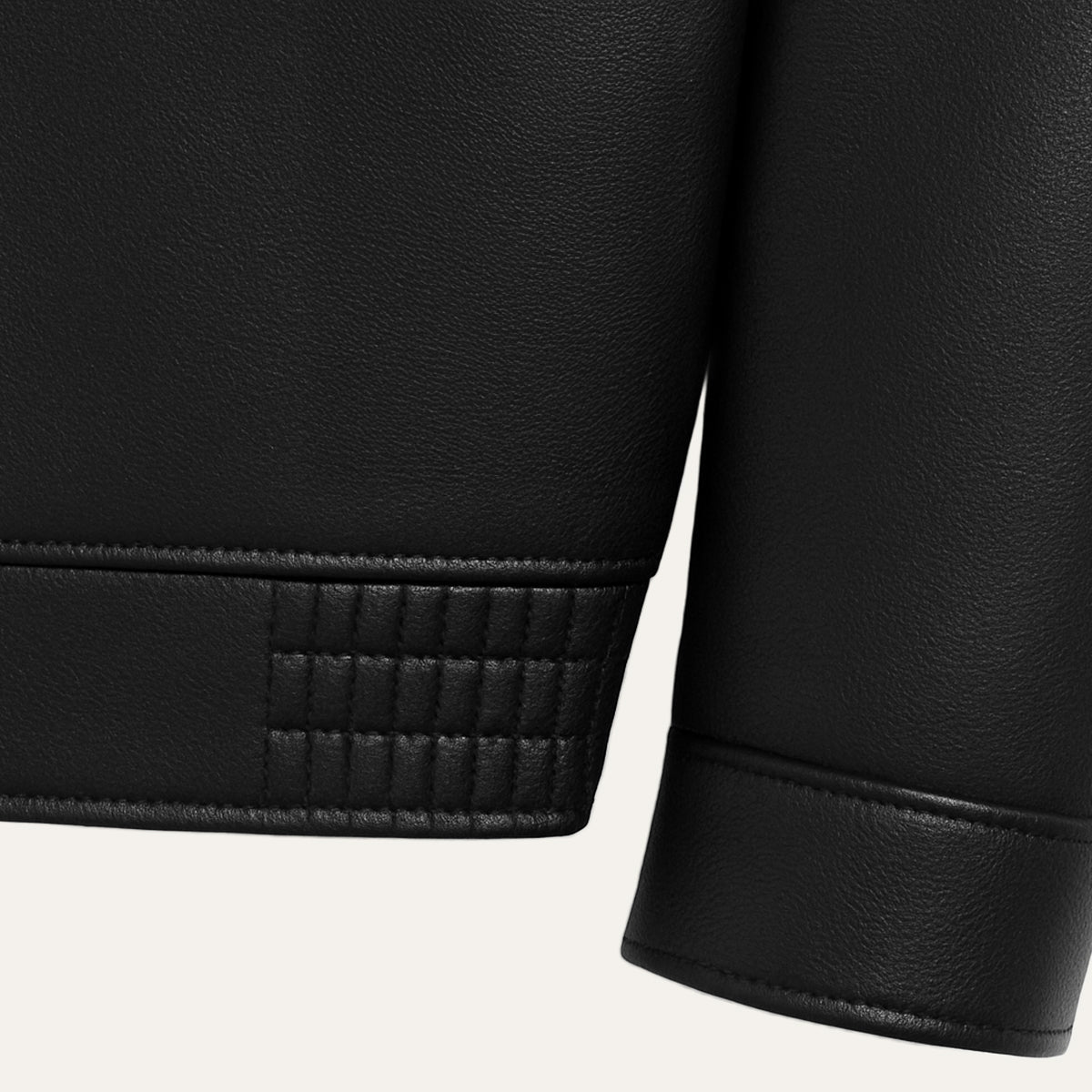 Men's Classic Leather Biker Jacket Zip Black
