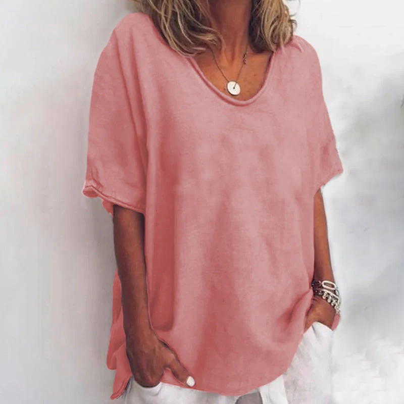 Women's Short Sleeve Round Neck Blouse - VibreMode