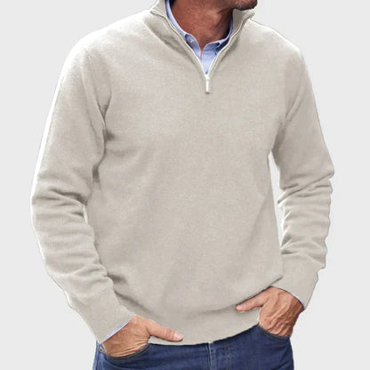 Men's Knit Half-Zip Jumper Ribbed Cuffs