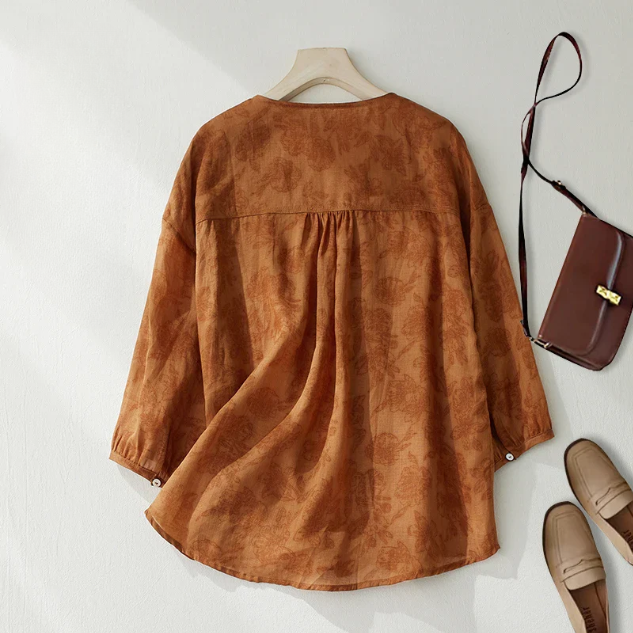 Women's V-Neck Linen Natural