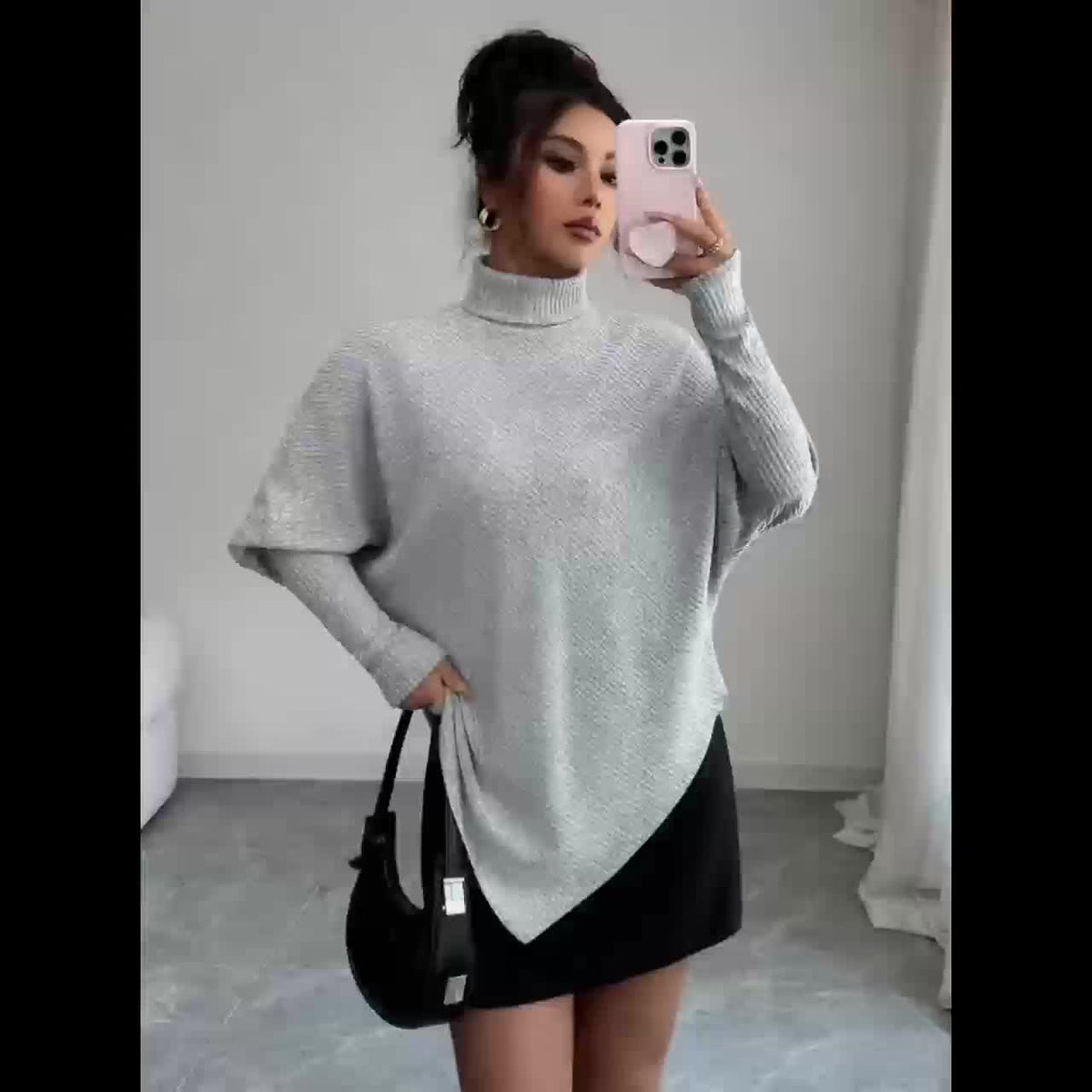 Image of Mackenzie | Women's Turtleneck Poncho Sweater