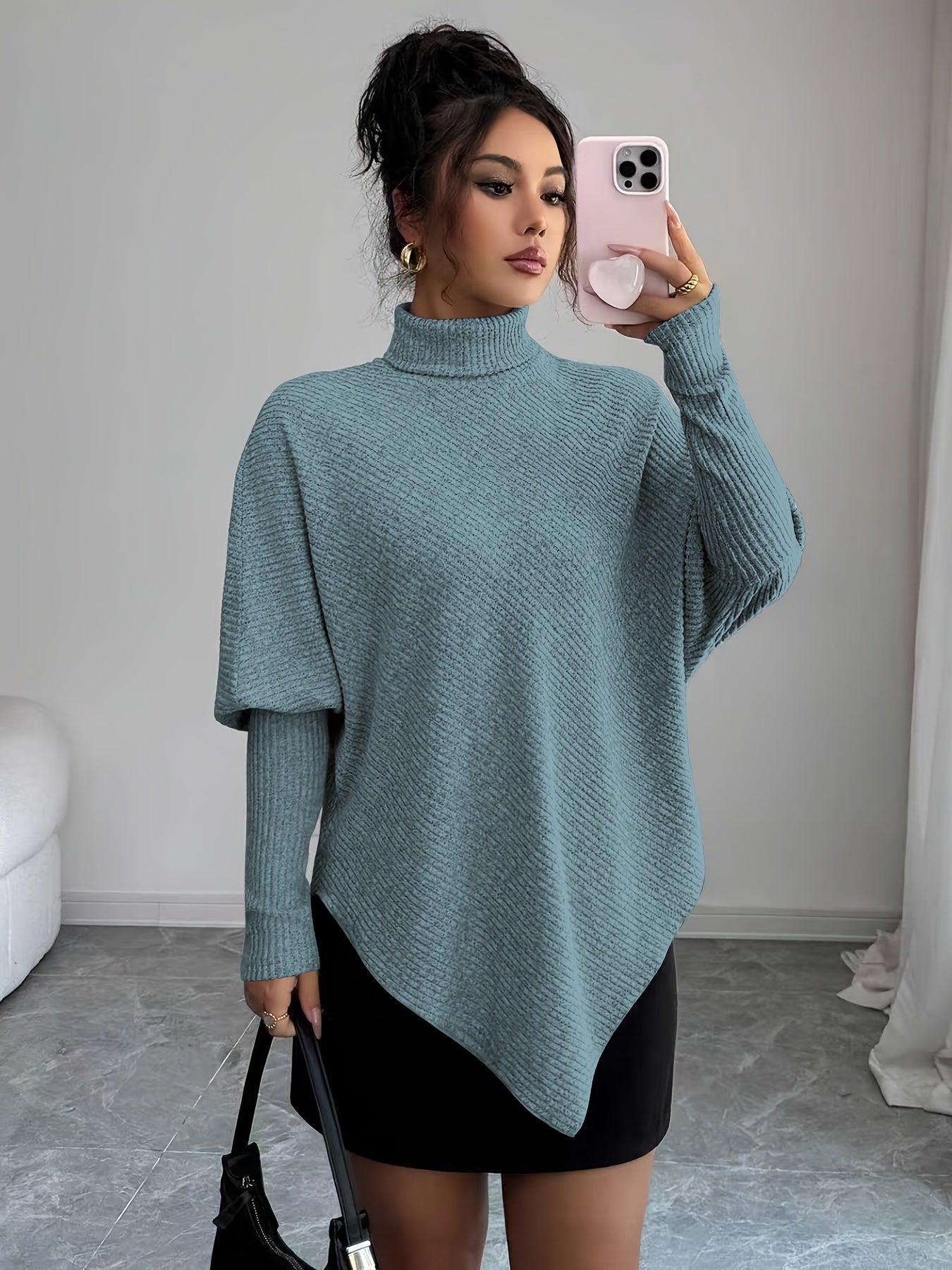 Image of Mackenzie | Women's Turtleneck Poncho Sweater