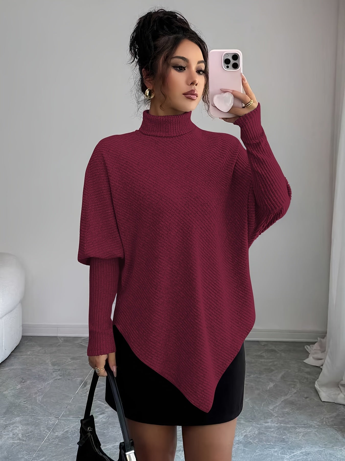 Image of Mackenzie | Women's Turtleneck Poncho Sweater