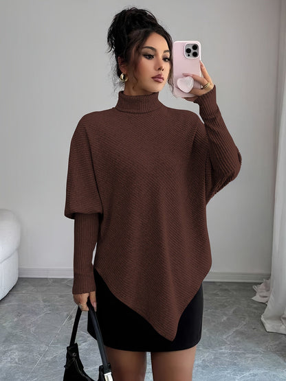 Women's Turtleneck Poncho Sweater - VibreMode