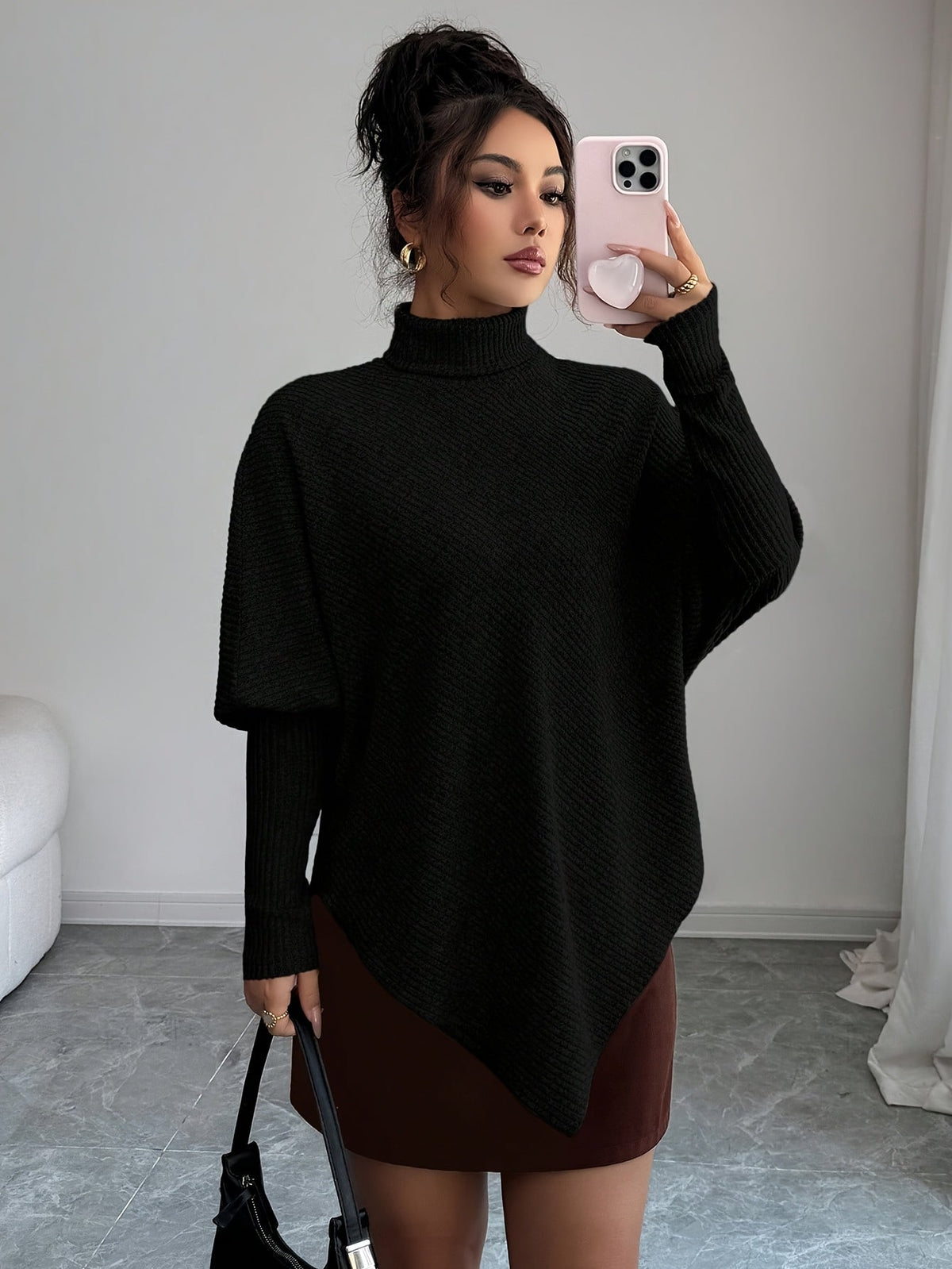 Image of Mackenzie | Women's Turtleneck Poncho Sweater