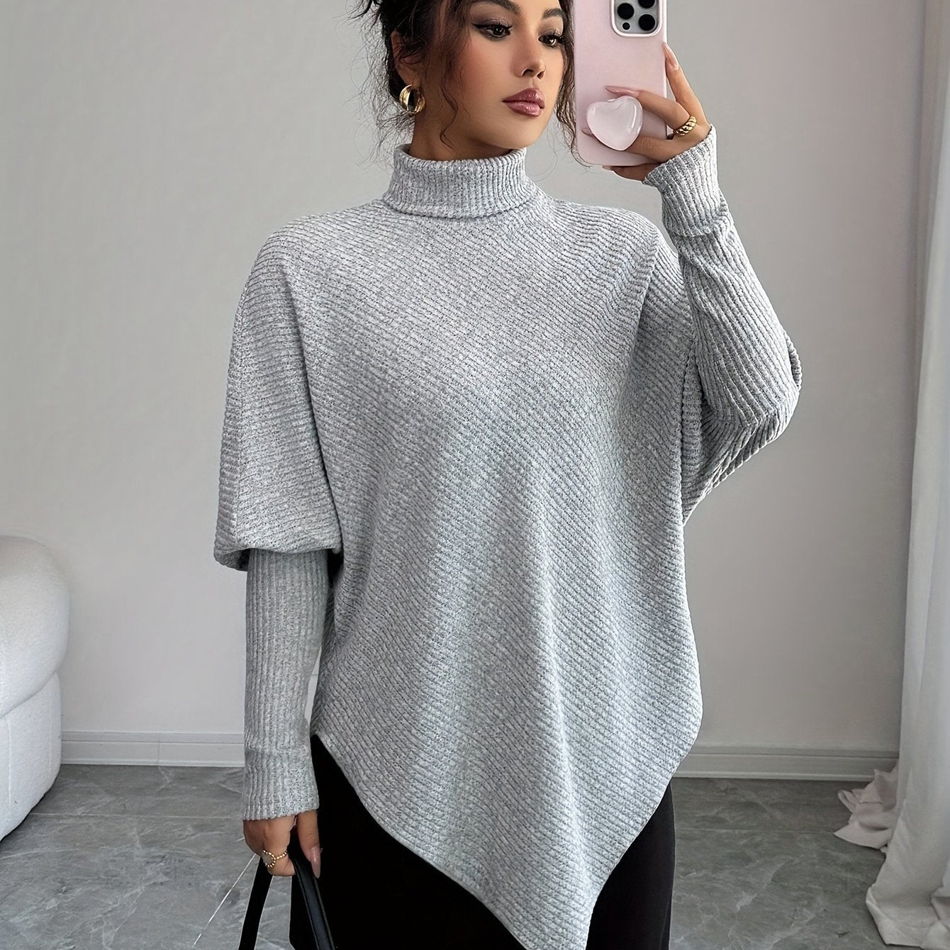 Image of Mackenzie | Women's Turtleneck Poncho Sweater