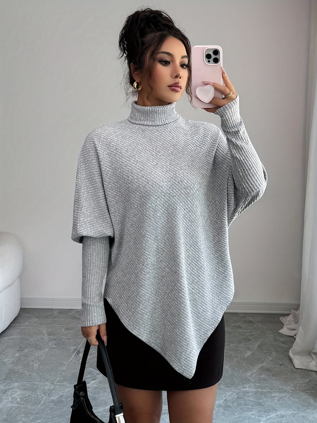 Image of Mackenzie | Women's Turtleneck Poncho Sweater