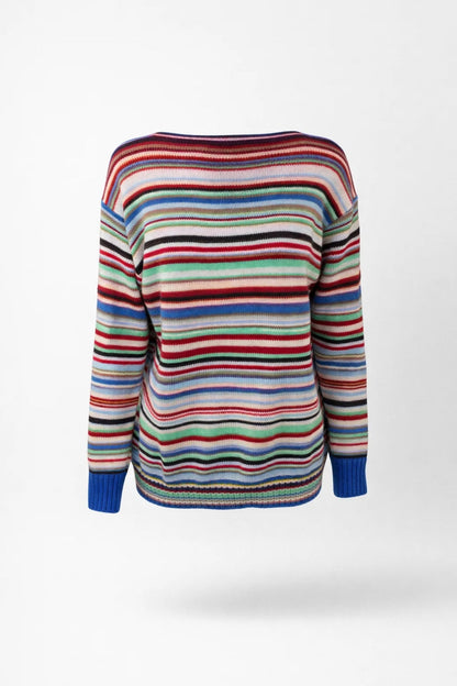 Image of Madeline | Women's Multi-Colored Crew Neck Long Sleeve Sweater