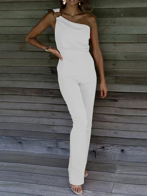 Women's One Shoulder Wide Leg Jumpsuit - VibreMode