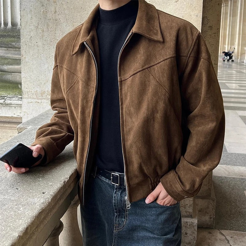 Women's Suede Bomber Jacket Smooth Finish - VibreMode