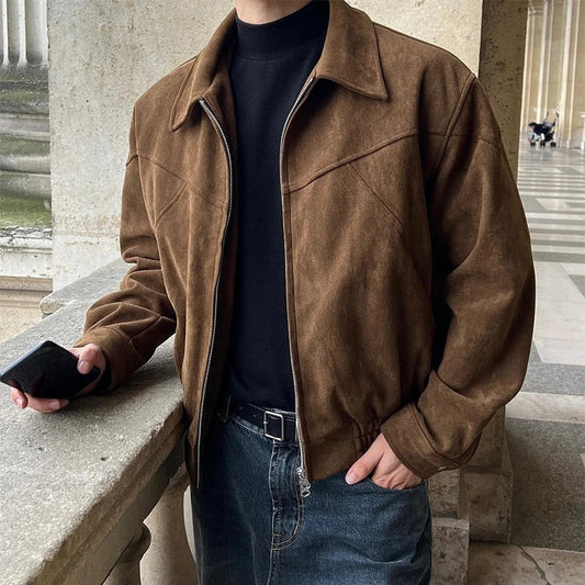 Women's Suede Bomber Jacket Smooth Finish - VibreMode