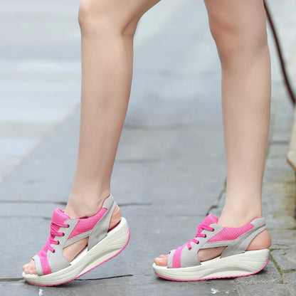 Comfortable Women's Mesh Sandals Chunky Heel Casual Shoes