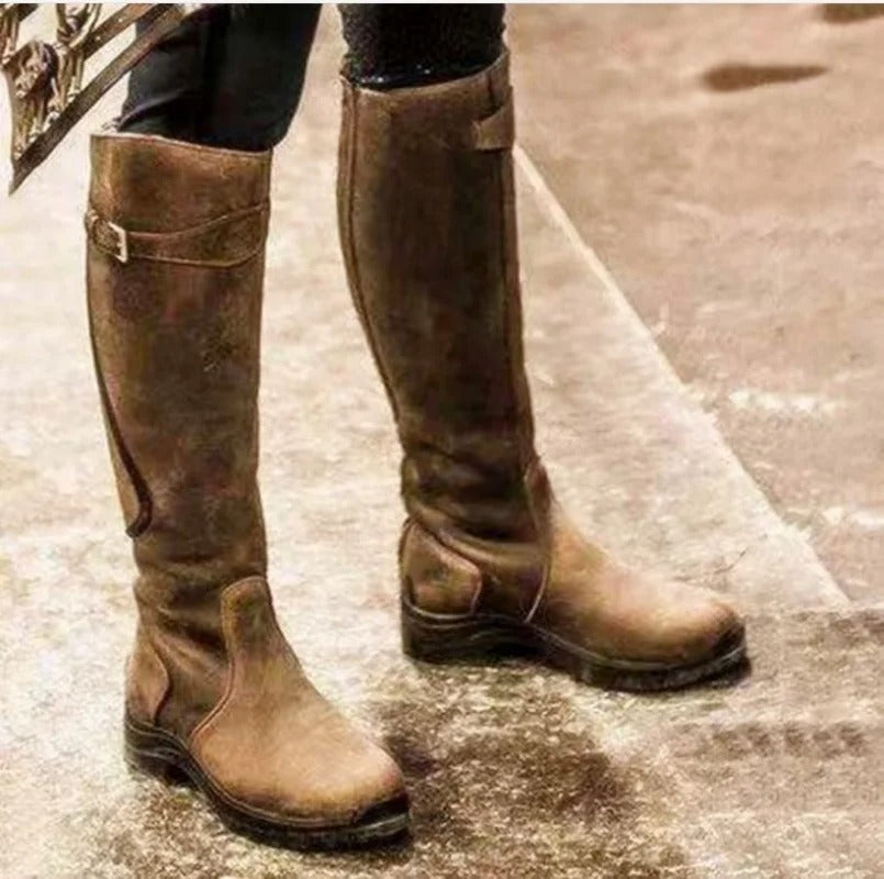 Women's Waterproof Knee-High Boots Non-Slip Sole Brown
