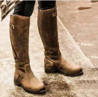 Women's Waterproof Knee-High Boots Non-Slip Sole Brown