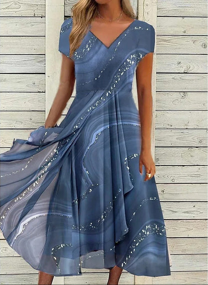 Women's Abstract Print Midi Dress - VibreMode