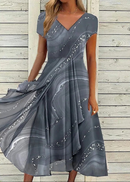 Women's Abstract Print Midi Dress