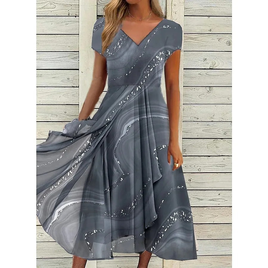 Women's V-Neck Knee Length Dress