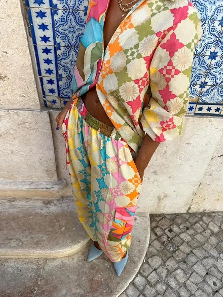 Vibrant Floral Women's Summer Dress Set