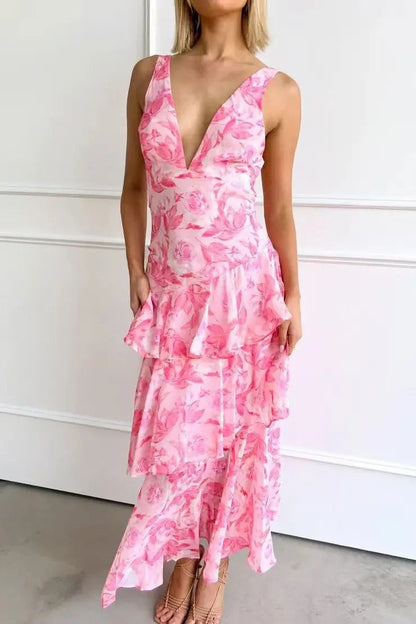 Beautiful Floral Layered Maxi Dress for Women