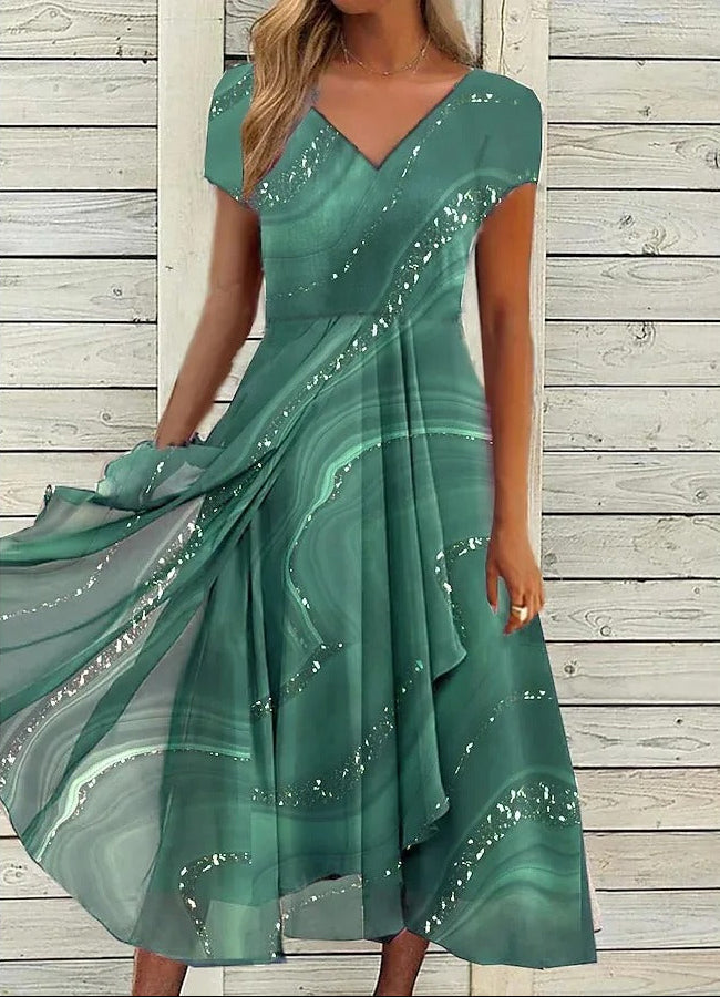 Women's Abstract Print Midi Dress