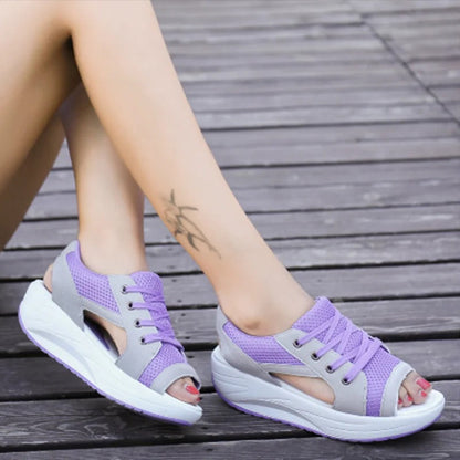 Comfortable Women's Mesh Sandals Chunky Heel Casual Shoes