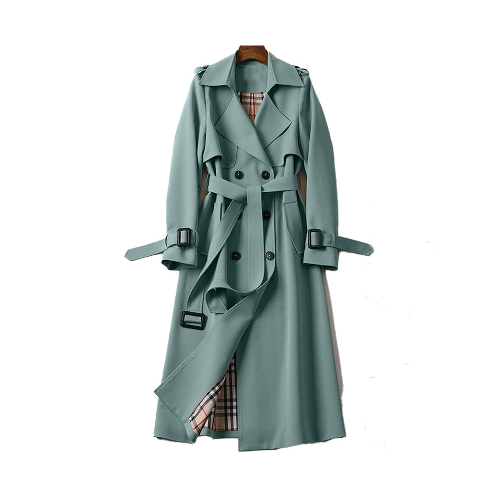 Women's Double Button Trench Coat Classic Wool
