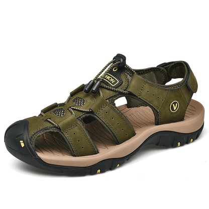 Waterproof Leather Sandals for Men Closed Toe Summer Shoes