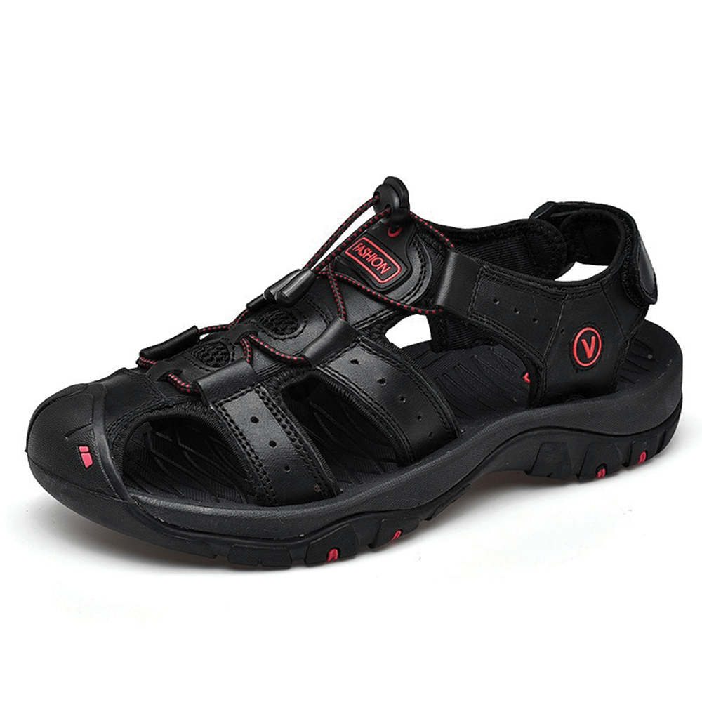 Waterproof Leather Sandals for Men Closed Toe Summer Shoes