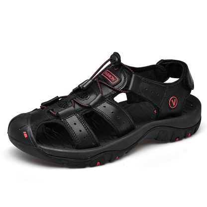 Waterproof Leather Sandals for Men Closed Toe Summer Shoes