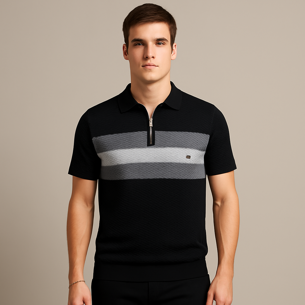 Men's Striped Polo Shirt Cotton - VibreMode