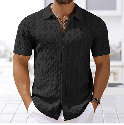 Image of Marco | Men's Button-Down Textured Polo Shirt