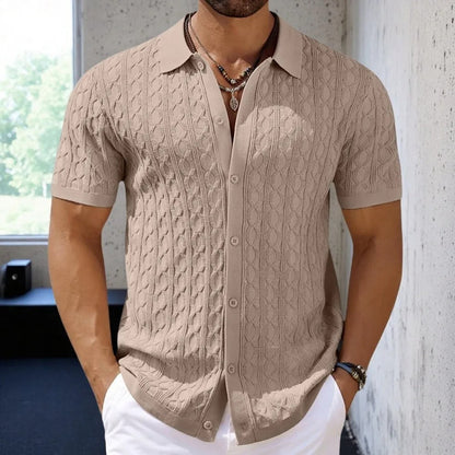 Image of Marco | Men's Button-Down Textured Polo Shirt