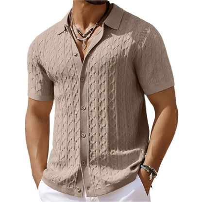 Image of Marco | Men's Button-Down Textured Polo Shirt