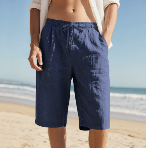 Men's Chino Shorts Knee Length Pull-On Beige - VibreMode